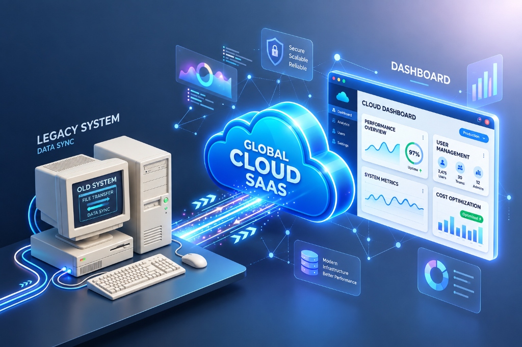 Software engineers converting legacy applications into scalable multi-tenant cloud SaaS platforms