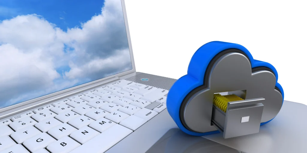 Laptop with cloud icon representing cloud management services