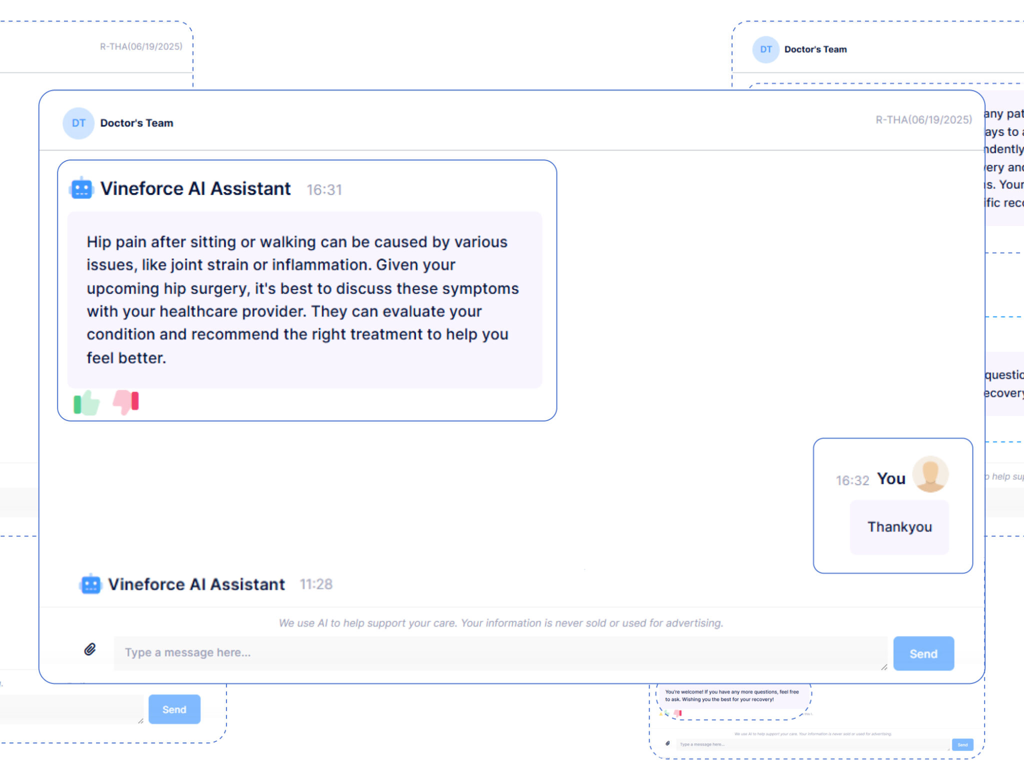 Patient invitation and identity verification in Vineforce healthcare chatbot
