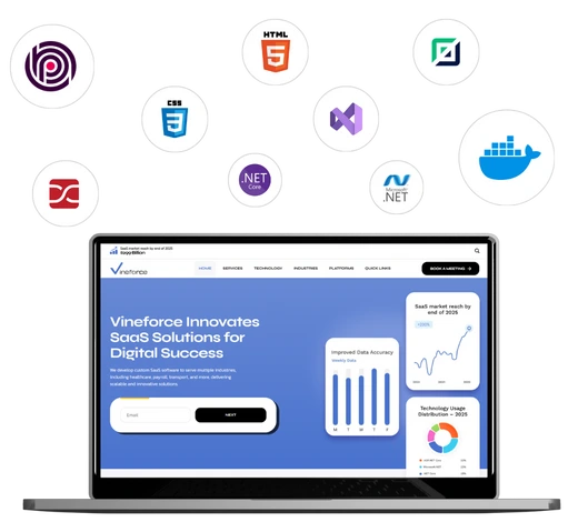 Vineforce SaaS dashboard preview on a laptop